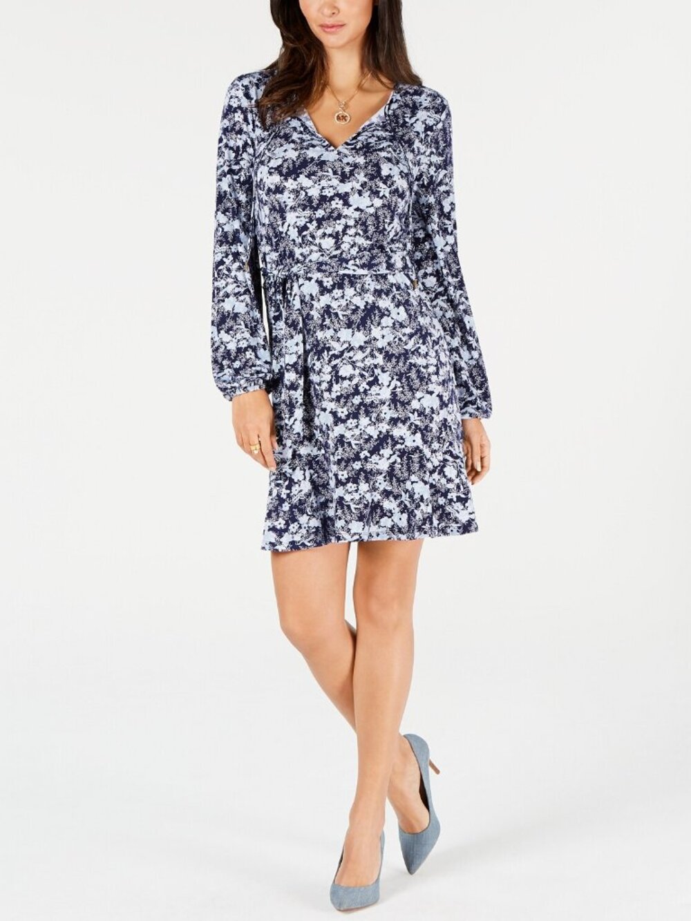 MICHAEL Michael Kors Womens Printed Belted Dress